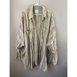 SOLD 

American Eagle Striped Linen Blend Button Up  Oversized Plus XXL Boho